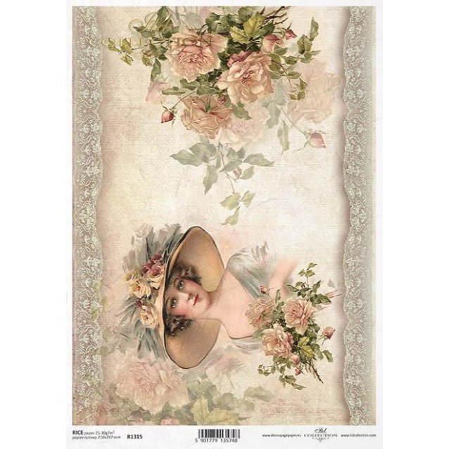 Itd. Collection Ριζόχαρτο Decoupage A4 (21x29,7cm) Lady And Roses