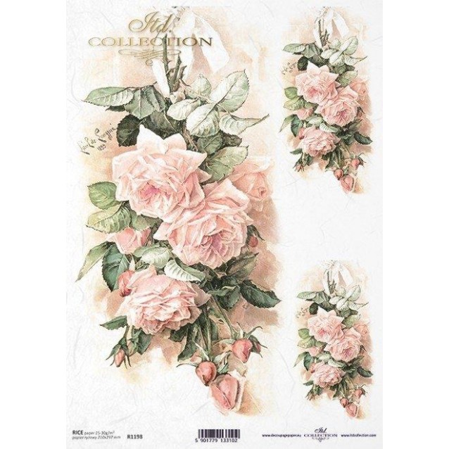 Itd. Collection Ριζόχαρτο Decoupage A4 (21x29,7cm) Pink Roses II