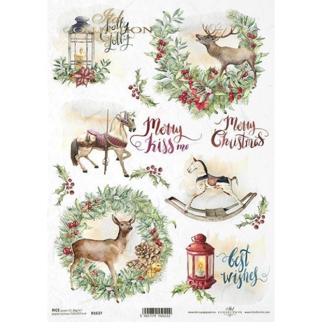 Itd. Collection Ριζόχαρτο Decoupage A4 (21x29,7cm) Christmas - Festive Inscriptions