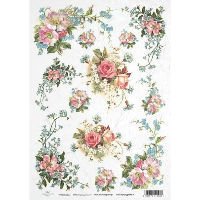 Itd. Collection Ριζόχαρτο Decoupage A4 (21x29,7cm) Roses And Wild Flowers