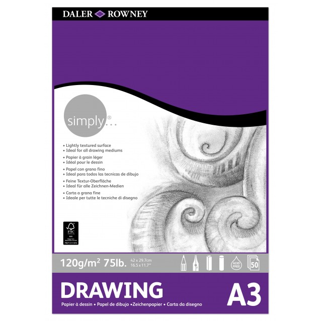 Daler Rowney Μπλοκ Σχεδίου Simply 50Φ A3 (29,7x42 cm) 120gr