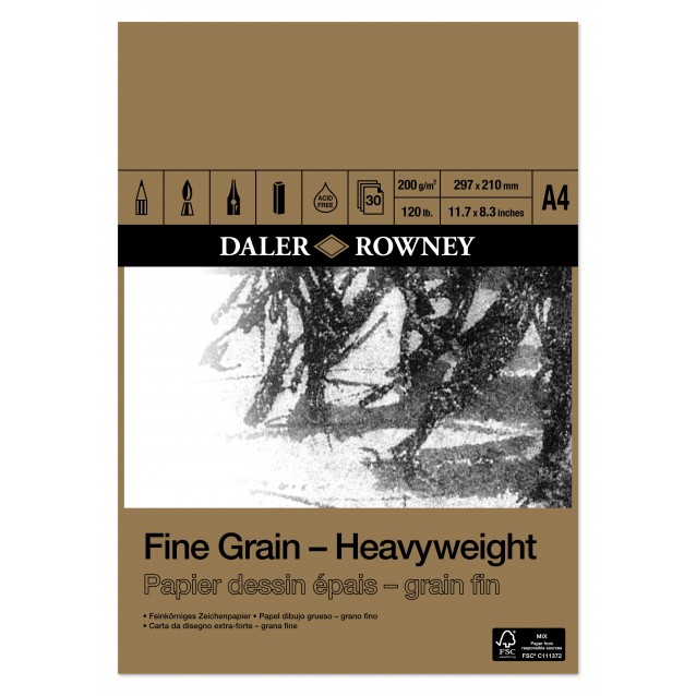 Daler Rowney Μπλοκ Σχεδίου Heavyweight 30Φ A4 (21x29,7cm) 200gr Fine Grain