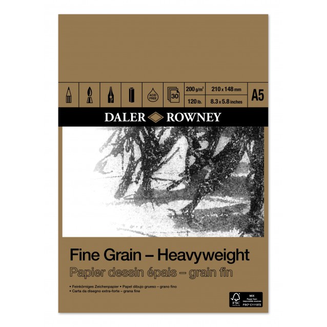 Daler Rowney Μπλοκ Σχεδίου Heavyweight 30Φ A5 (14,8Χ21cm) 200gr Fine Grain