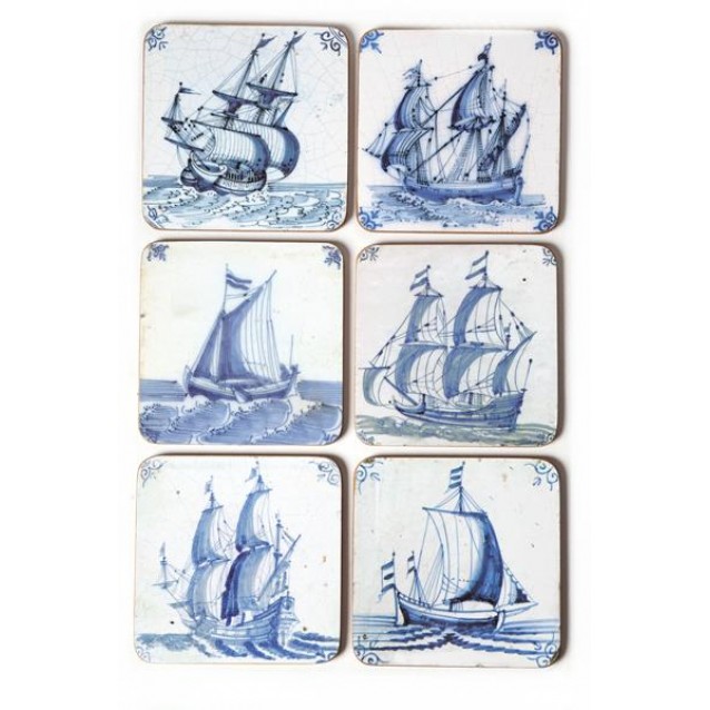 6 Σουβέρ 10,5x10,5x0,4cm Delft Blue Tiles