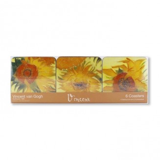 6 Coasters 10,5x10,5cm Sunflowers, Van Gogh