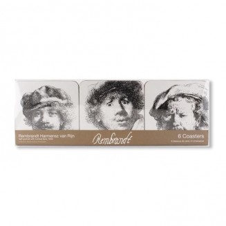 6 Coasters 10,5x10,5cm Selfportraits, Rembrandt
