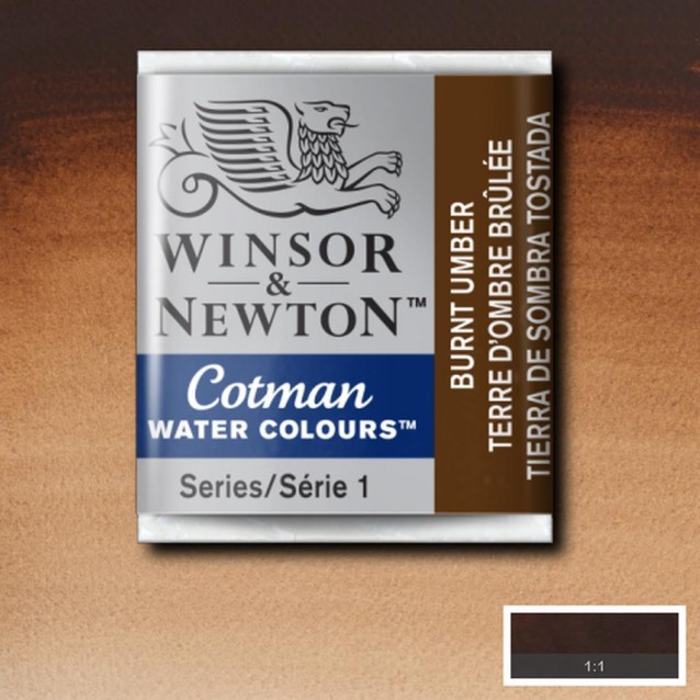 Winsor & Newton Half Pan Ακουαρέλας Cotman 076 Burnt Umber Series 1