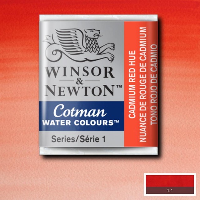 Winsor & Newton Half Pan Ακουαρέλας Cotman 095 Cadmium Red Hue Series 1