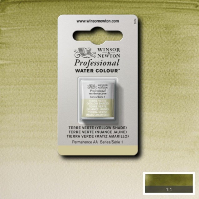 Winsor & Newton Half Pan Ακουαρέλας Professional 638 Terre Verte (Yellow Shade) Series 1