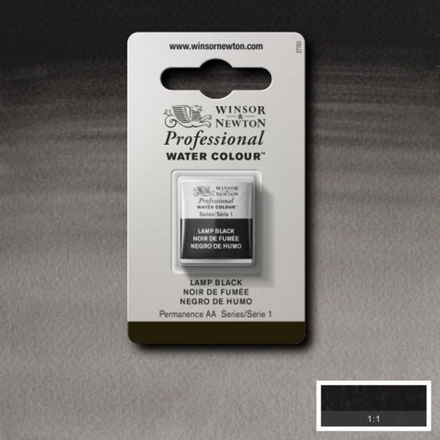 Winsor & Newton Half Pan Ακουαρέλας Professional 337 Lamp Black Series 1