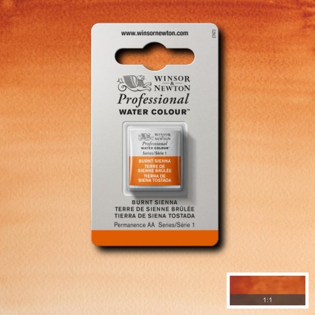 Winsor & Newton Half Pan Ακουαρέλας Professional 074 Burnt Sienna Series 1