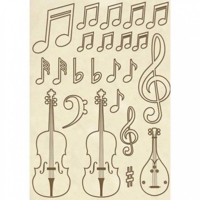 Stamperia Ξύλινο Σχήμα A5 (14,8Χ21cm) Νότες & Έγχορδα