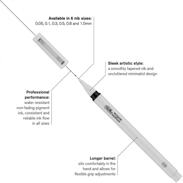 Winsor & Newton Μαύρο Μαρκαδοράκι Fineliner 0.1