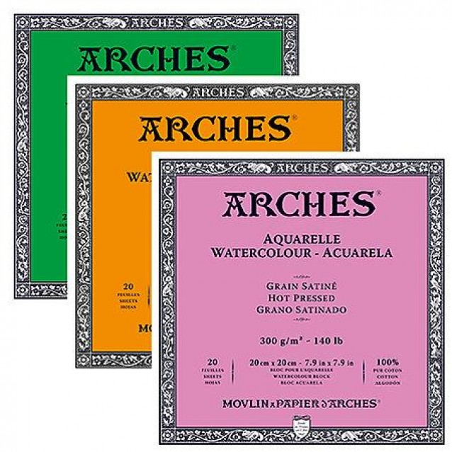 Arches Μπλοκ Ακουαρέλας Cold Pressed (Λεπτόκοκκο) 300gr 20x20cm 20 φύλλων