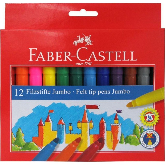 Faber Castell 12 Χοντροί Μαρκαδόροι Jumbo