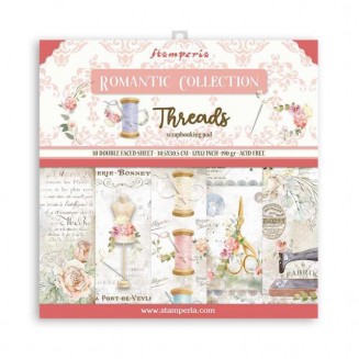 Stamperia 10 Sheet Double Face Scrapbooking Paper 30,5x30,5cm (12x12) Threads