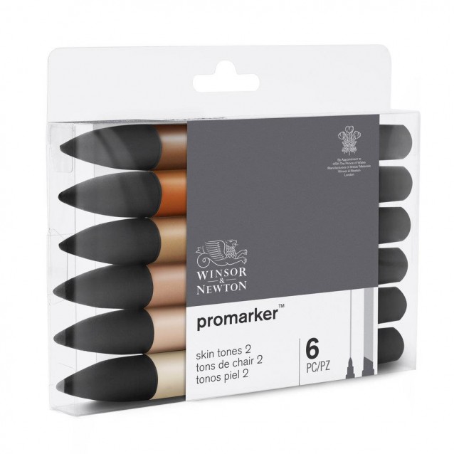 Winsor & Newton 6 Μαρκαδόροι Promarker Χρώμα Δέρματος Set 2