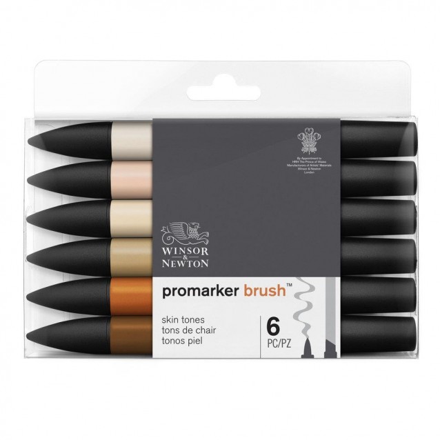 Winsor & Newton 6 Μαρκαδόροι Promarker Brush Χρώμα Δέρματος