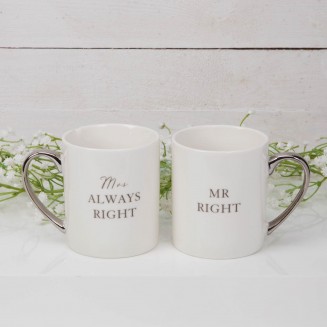 Amore Mug Gift Set pair - Mr Right Mrs Always Right
