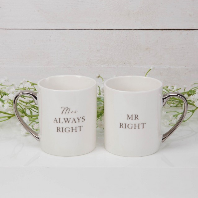 Amore Mug Gift Set pair - Mr Right Mrs Always Right