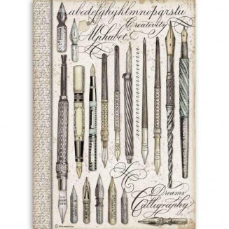 Stamperia Ριζόχαρτο Decoupage A4 (21x29,7cm) Vintage Pens
