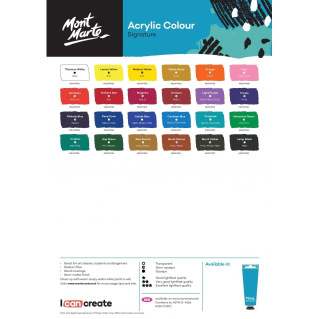 Mont Marte 75ml Studio Acrylic 18 Deep Cyan Blue