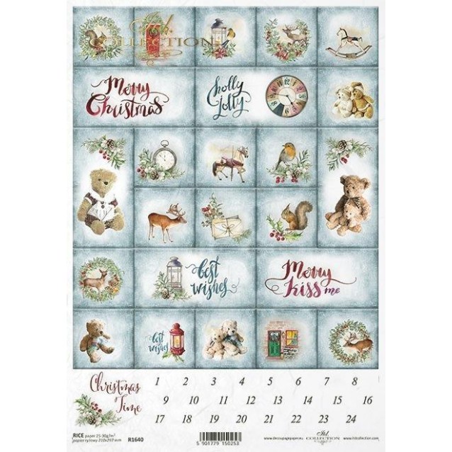 Itd. Collection Ριζόχαρτο Decoupage Χριστουγεννιάτικο A4 (21x29,7cm) Christmas - Holiday Blocks