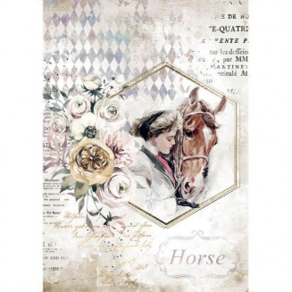 Stamperia Ριζόχαρτο Decoupage A4 (21x29,7cm) Romantic Horses Lady Frame