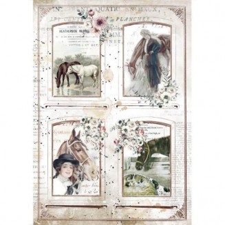 Stamperia Ριζόχαρτο Decoupage A4 (21x29,7cm) Romantic Horses 4 Frames