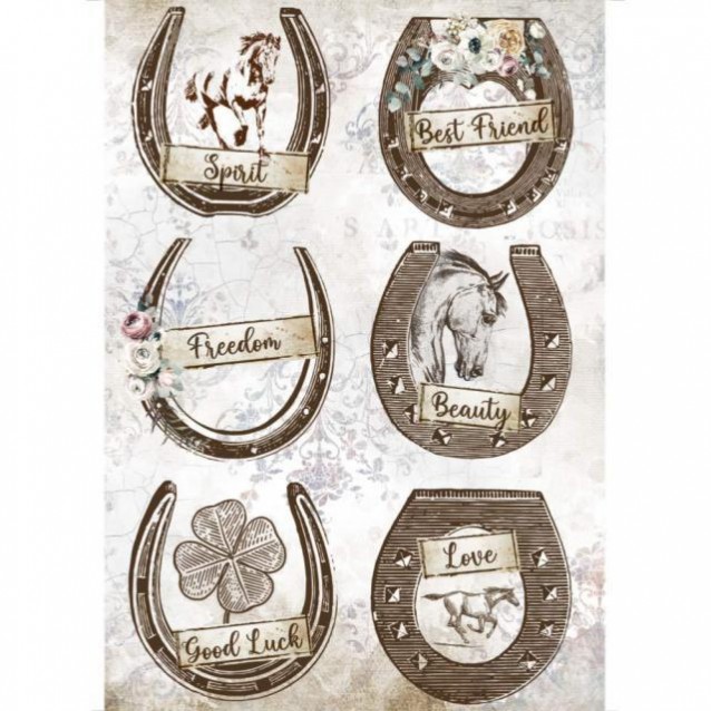 Stamperia Ριζόχαρτο Decoupage A4 (21x29,7cm) Romantic Horses Horseshoes
