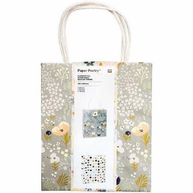 Rico Design Σακούλα Δώρου 18x21cm Λουλούδια Μπλε Φόντο FSC