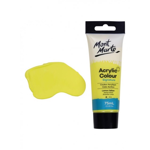 Mont Marte 75ml Studio Acrylic 02 Lemon Yellow