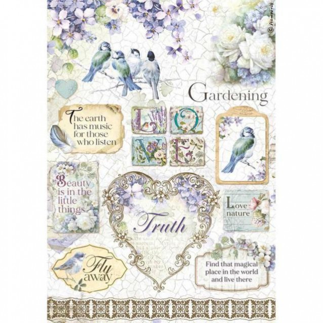 Stamperia Ριζόχαρτο Decoupage A4 (21x29,7cm) Love Nature uccellini