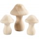 3 Wooden Mushrooms 4,5-6,5cm