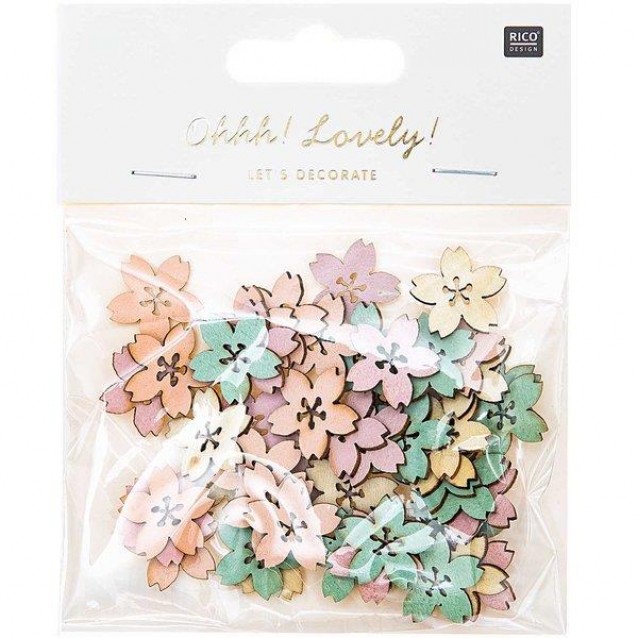 Rico Design Ξύλινα Άνθη, Μικτά Παστέλ