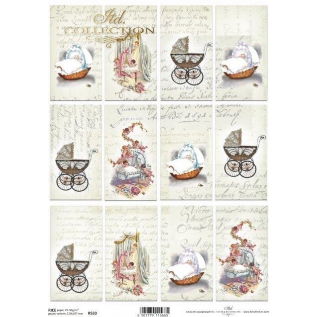 Itd. Collection Ριζόχαρτο Decoupage A4 (21x29,7cm) Vintage Baby Elements