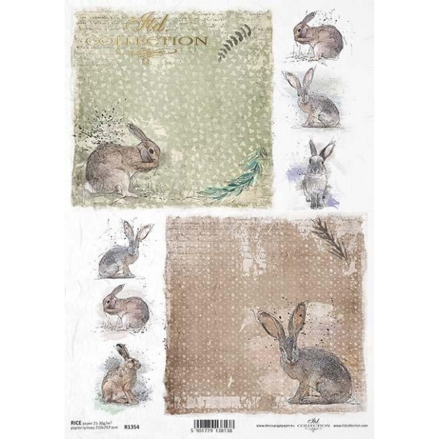 Itd. Collection Ριζόχαρτο Decoupage A4 (21x29,7cm) Bunnies on Background II