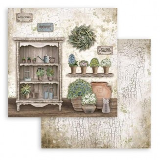 Stamperia Χαρτί Scrapbooking 30,5x30,5cm Διπλής Όψης Romantic Garden House cupboard