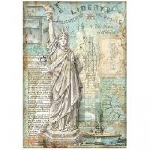 Stamperia Ριζόχαρτο Decoupage A4 (21x29,7cm) Sir Vagabond Aviator Statue of Liberty