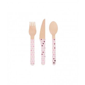 Neviti Little Star Ροζ - 24 Ξύλινα Μαχαιροκουταλοπήρουνα