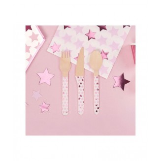 Neviti Little Star Ροζ - 24 Ξύλινα Μαχαιροκουταλοπήρουνα