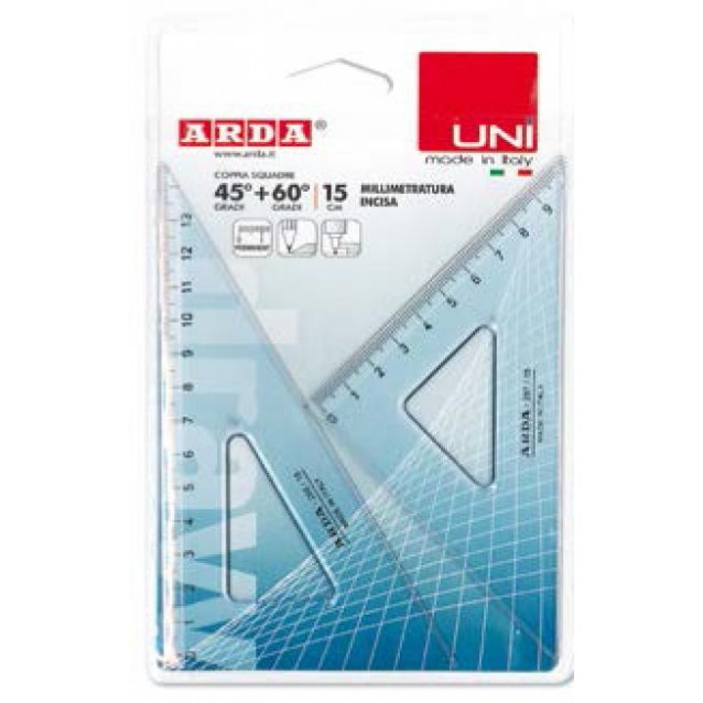 Σετ Τρίγωνα 45 & 60 μοιρών με Πατούρα / 15cm