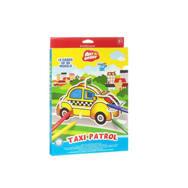 ErichKrause Παζλ ζωγραφικής με 6 μαρκαδόρους & 2 κάρτες 3D Taxi Patrol