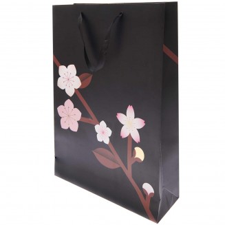 Rico Design Χάρτινη Τσάντα 33x45x10cm Μαύρη/Λουλούδι FSC