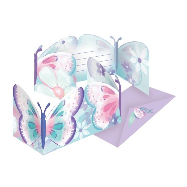 Amscan 8 Προσκλήσεις Flutter Πεταλουδες