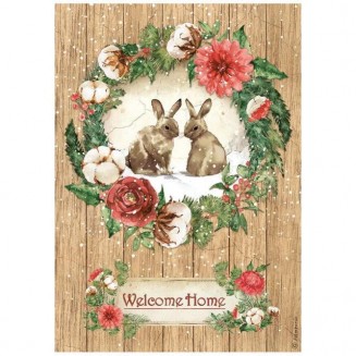 Stamperia Ριζόχαρτο Decoupage A4 (21x29,7cm) Romantic Home for the Holidays Welcome Home Bunnies