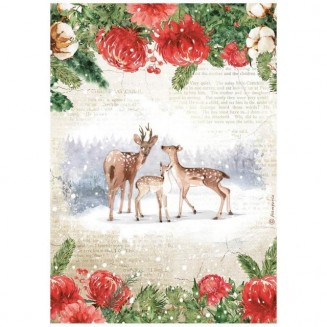 Stamperia Ριζόχαρτο Decoupage A4 (21x29,7cm) Romantic Home for the Holidays Deers