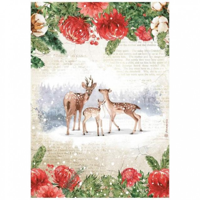 Stamperia Ριζόχαρτο Decoupage A4 (21x29,7cm) Romantic Home for the Holidays Deers