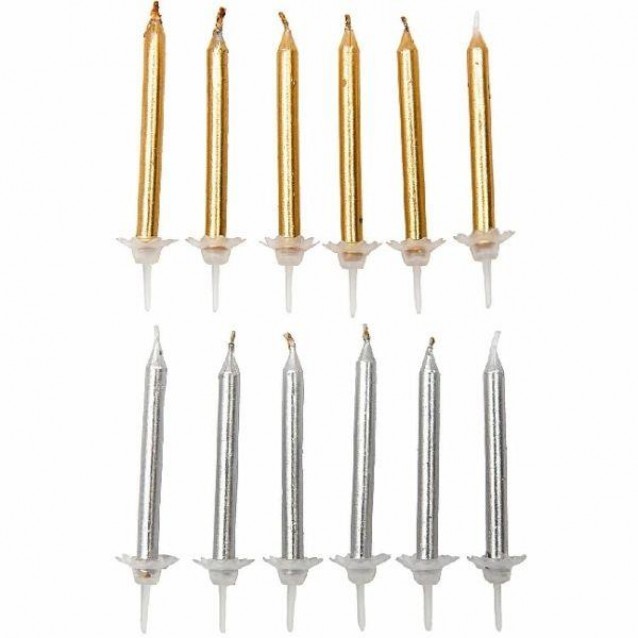 Rico Design 24 Κεριά Χρυσά και Ασημί