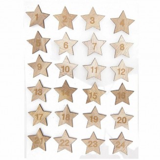 Rico Design 1-24 Ξύλινα Αστέρια Αυτοκόλλητα Advent Calendar Χρυσά